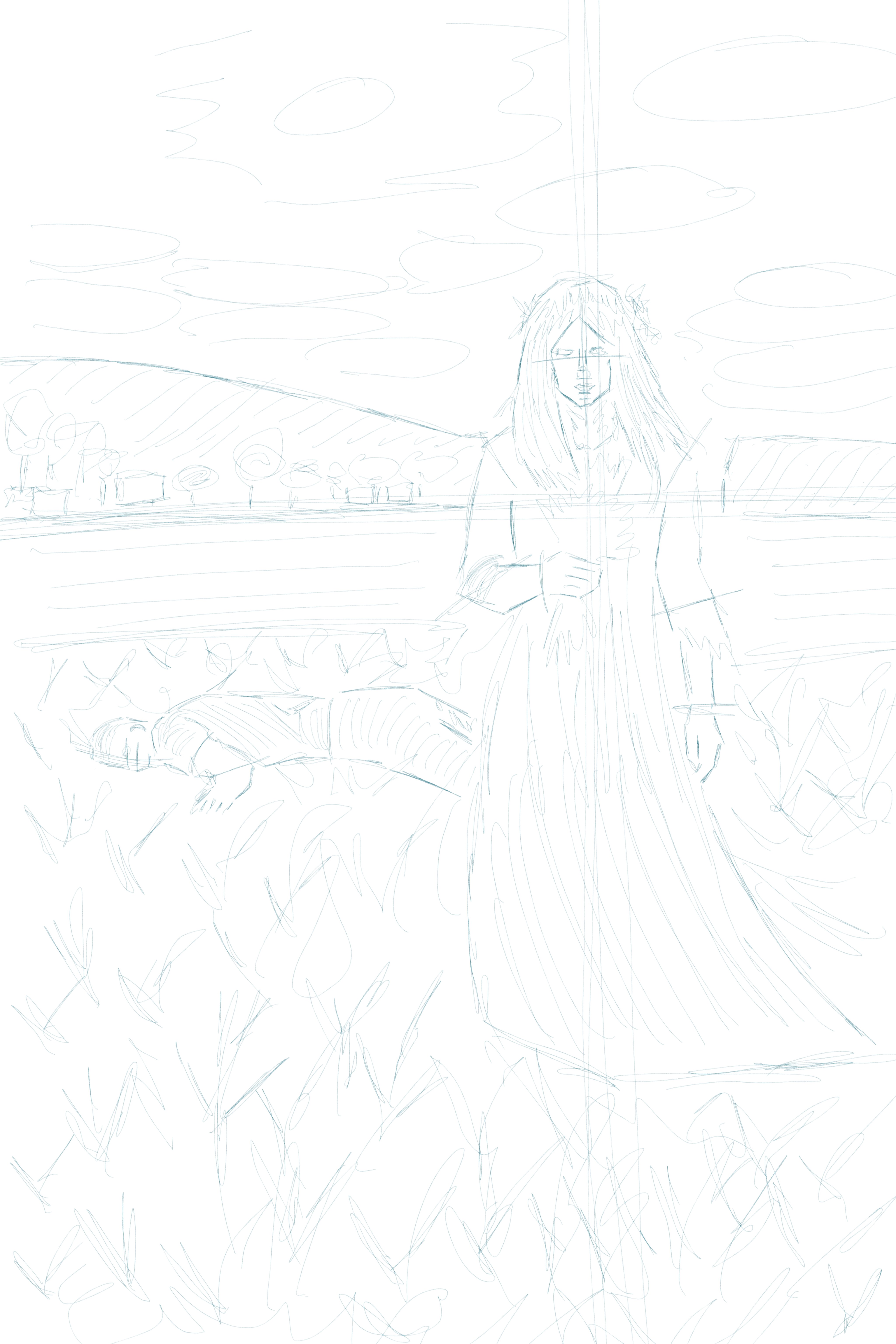 Południca na błoniach szkic
